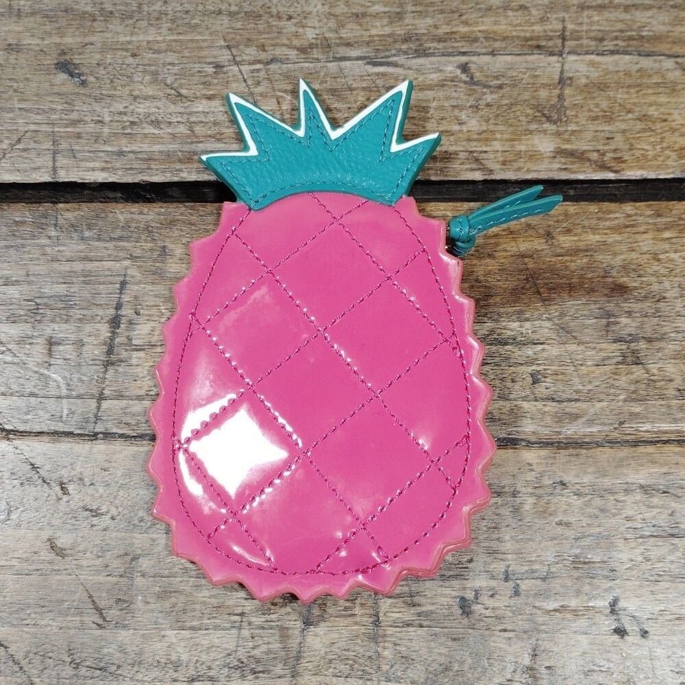 COACH Pineapple Coin Pouch Purse Bag Pink Patent Leather